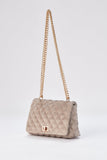 Horizontal Quilt Velvet Crossbody Bag - Beige