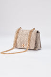 Quilted Velvet Crossbody Bag - Beige