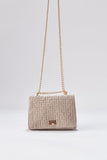 Quilted Velvet Crossbody Bag - Beige