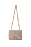 Quilted Velvet Crossbody Bag - Beige