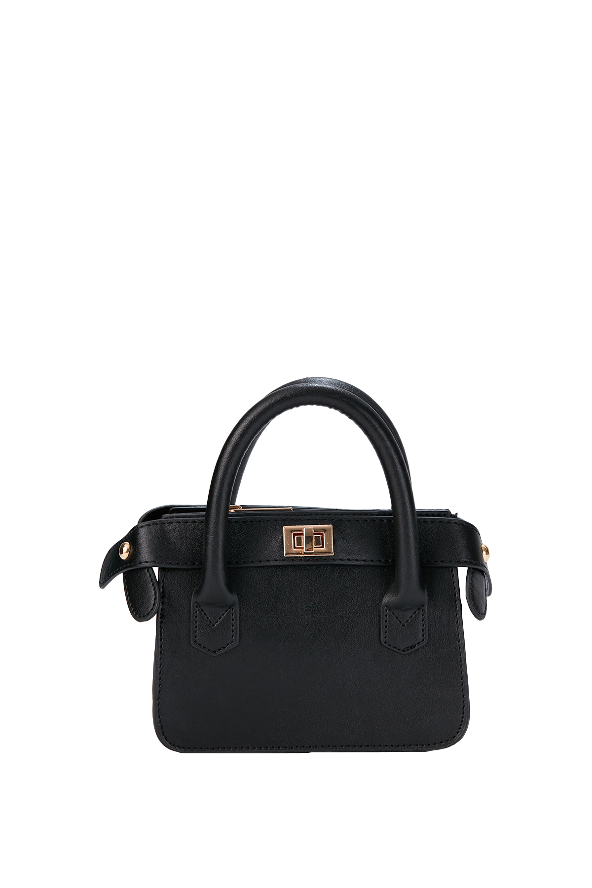 Mini Vegan Leather Crossbody Bag - Black