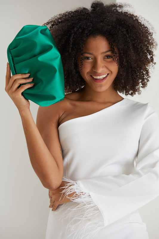 Satin Pouch Bag - Green
