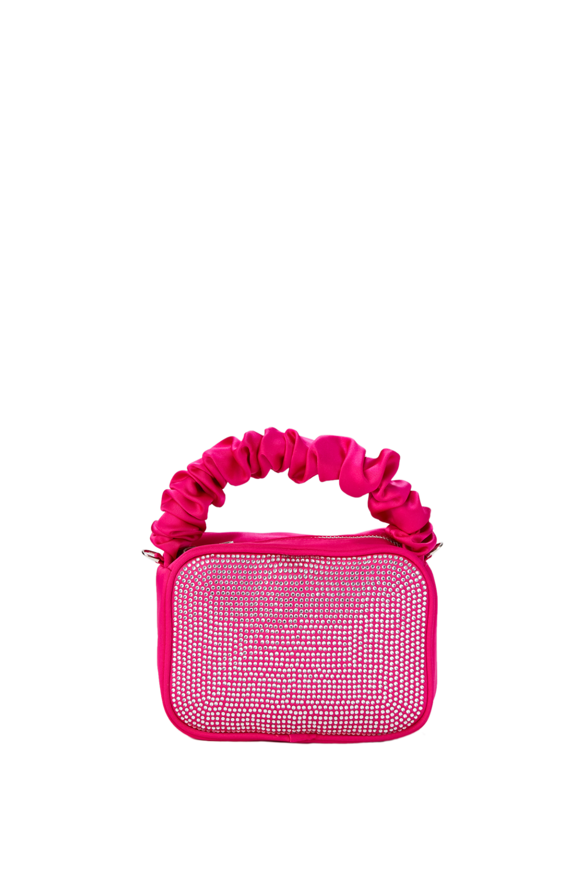 Satin All Over Diamante Camera Bag - Pink