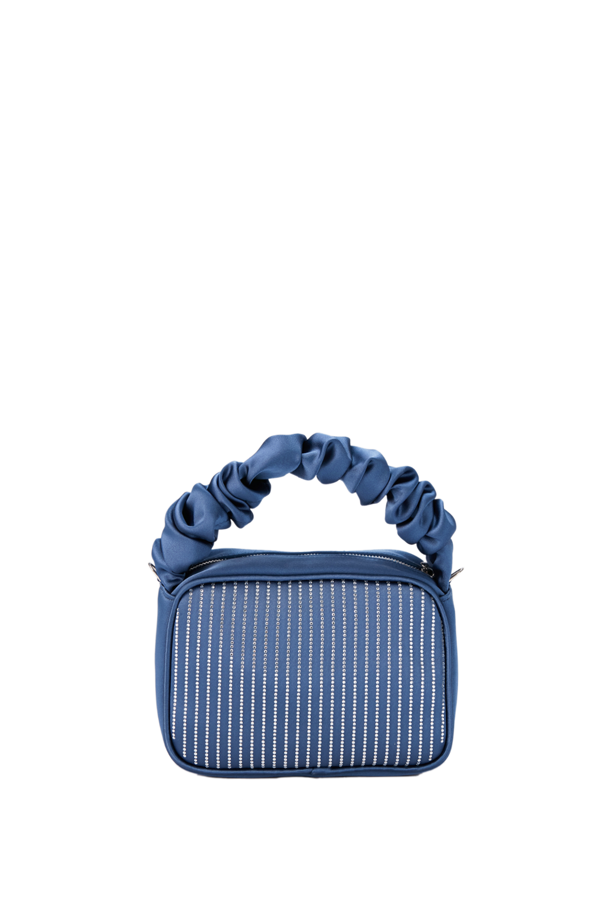 Satin Diamante Camera Bag - Blue