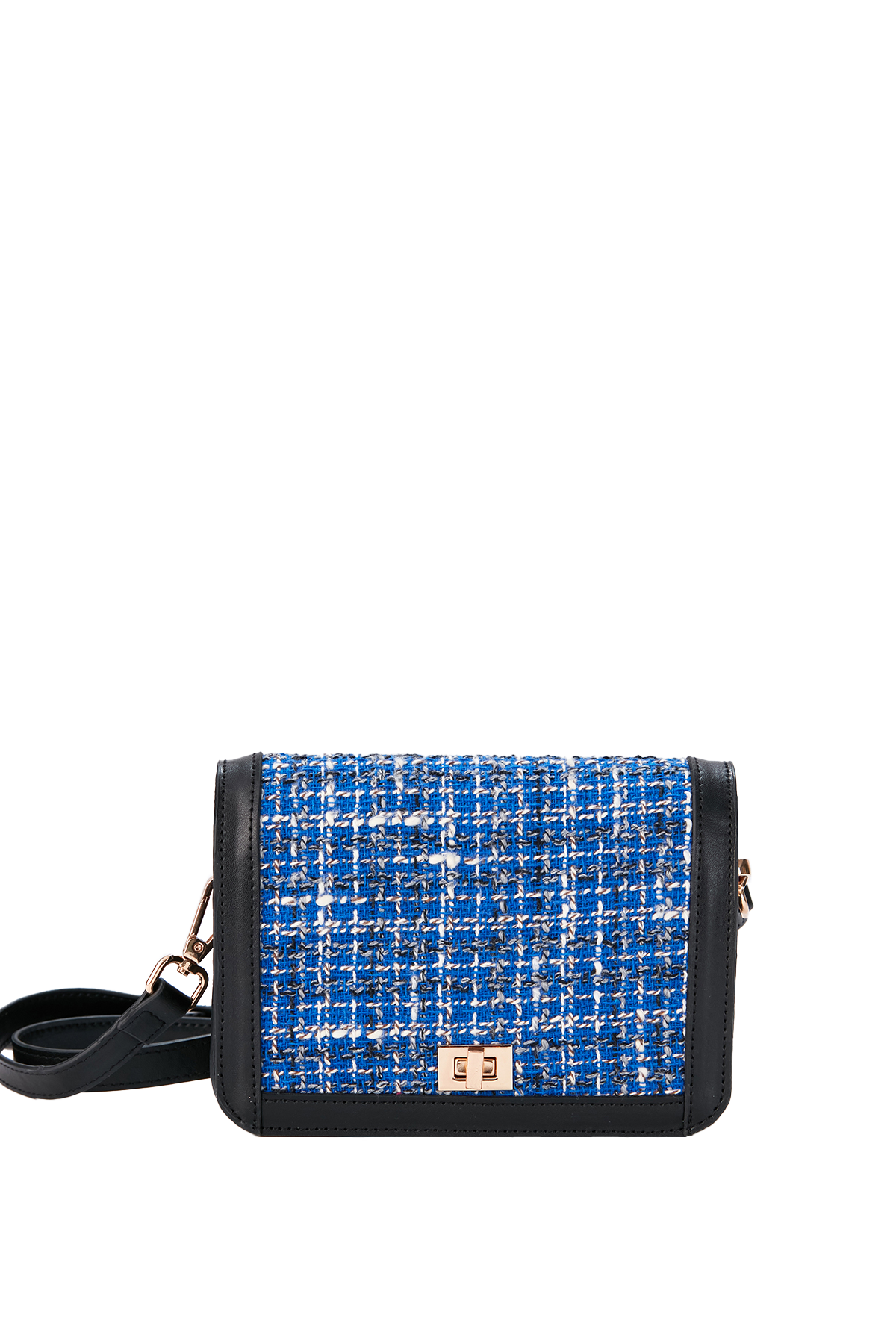 Tweed Crossbody Bag - Blue