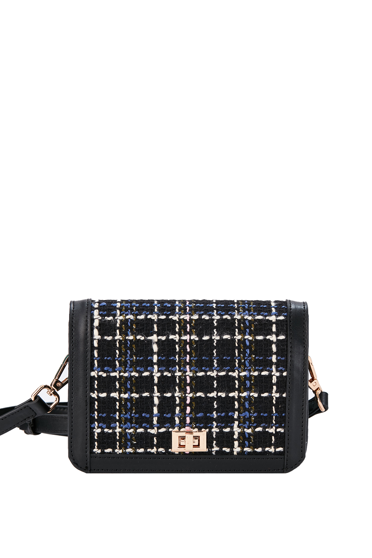 Tweed Crossbody Bag - Black
