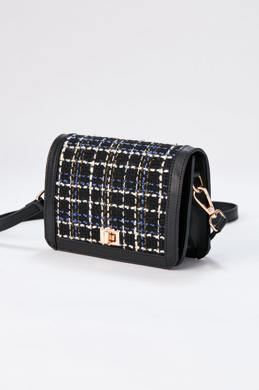 Tweed Crossbody Bag - Black