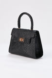 Reptile Textured Vegan Grab Bag - Black