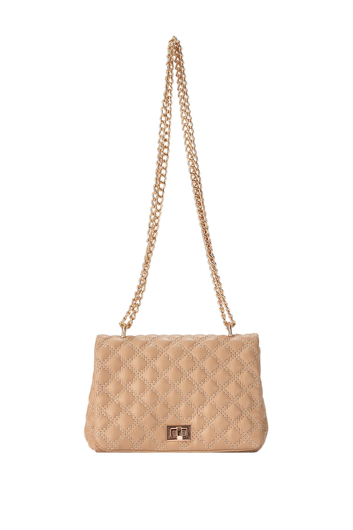 Quilted Plant Based Crossbody Bag - Nude