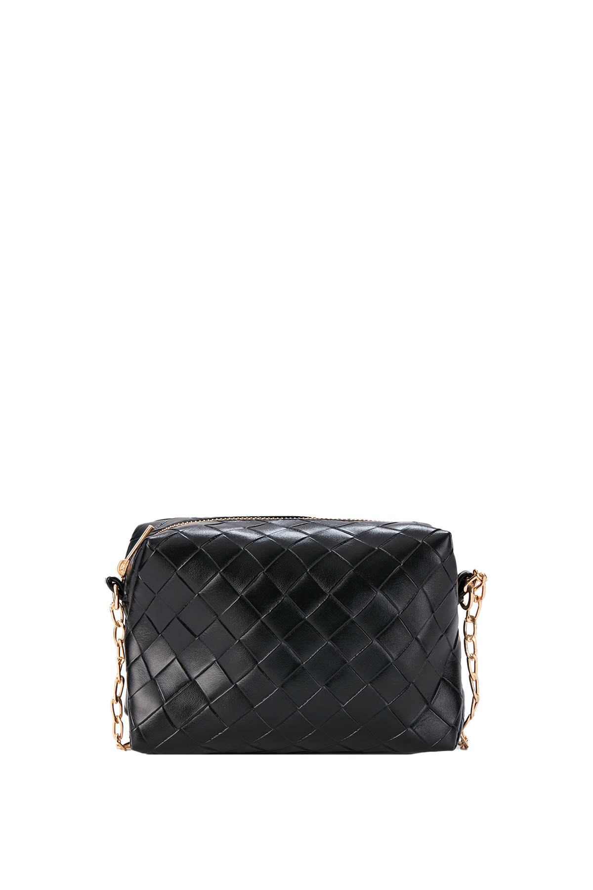 Braided Look Mini Crossbody Bag - Black