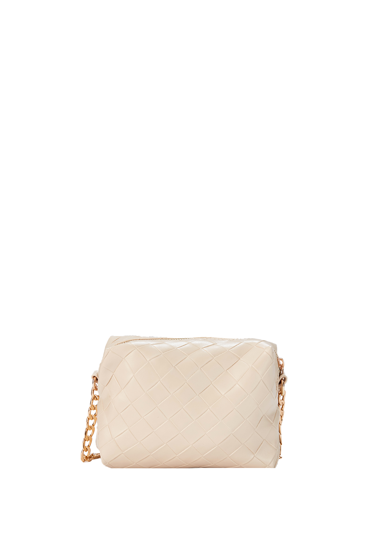 Braided Look Mini Crossbody Bag - Beige
