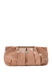 Pleated Vegan Leather Clutch Bag - Nude