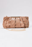 Pleated Vegan Leather Clutch Bag - Nude