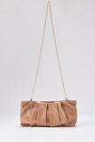 Pleated Vegan Leather Clutch Bag - Nude