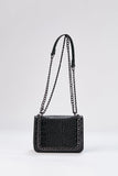 Croco Chain Shoulder Bag - Black