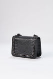 Croco Chain Shoulder Bag - Black