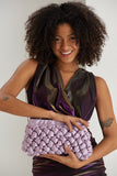 Quilted Satin Clutch Bag - Lilac