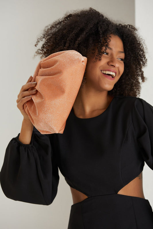 Shimmery Pouch Bag - Orange