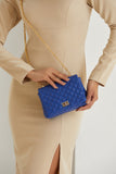 Quilted Plant Based Crossbody Bag - Blue