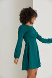 Knot Detail A Line Mini Dress - Green