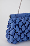 Quilted Satin Clutch Bag - Blue