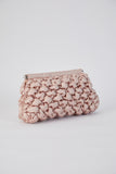 Quilted Satin Clutch Bag - Nude