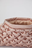 Quilted Satin Clutch Bag - Nude