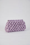 Quilted Satin Clutch Bag - Lilac