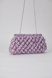 Quilted Satin Clutch Bag - Lilac