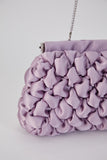 Quilted Satin Clutch Bag - Lilac