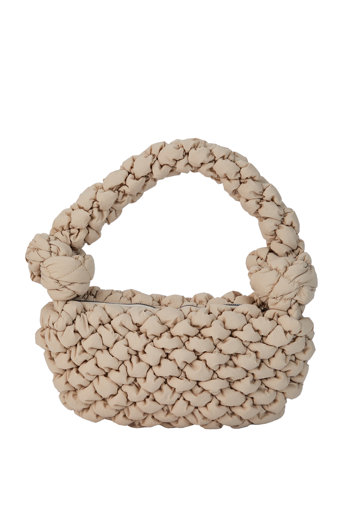 Quilted Nylon Shoulder Bag - Beige