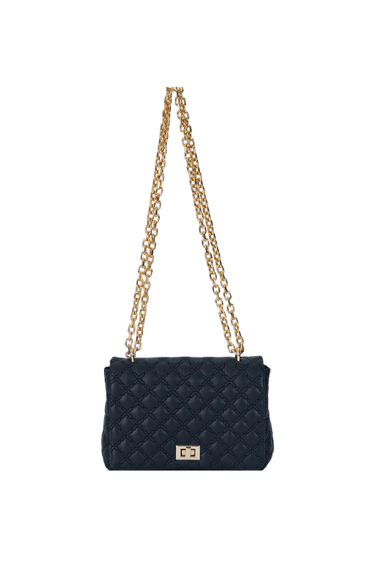 Quilted Plant Based Crossbody Bag - Black