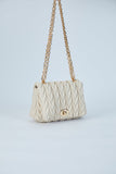 Wavy Vegan Leather Hand bag - Cream