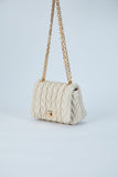 Wavy Vegan Leather Hand bag - Cream