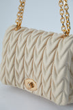 Wavy Vegan Leather Hand bag - Cream