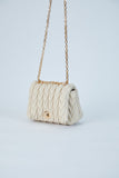 Wavy Vegan Leather Hand bag - Cream