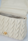 Wavy Vegan Leather Hand bag - Cream