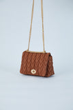 Wavy Vegan Leather Hand bag - Brown