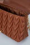 Wavy Vegan Leather Hand bag - Brown