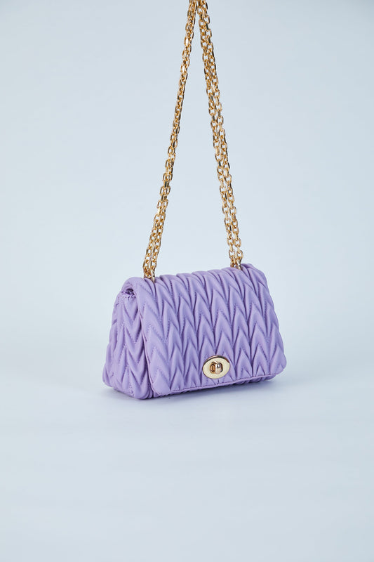 Wavy Vegan Leather Hand bag - Lilac