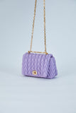 Wavy Vegan Leather Hand bag - Lilac