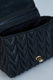 Wavy Vegan Leather Hand bag - Black