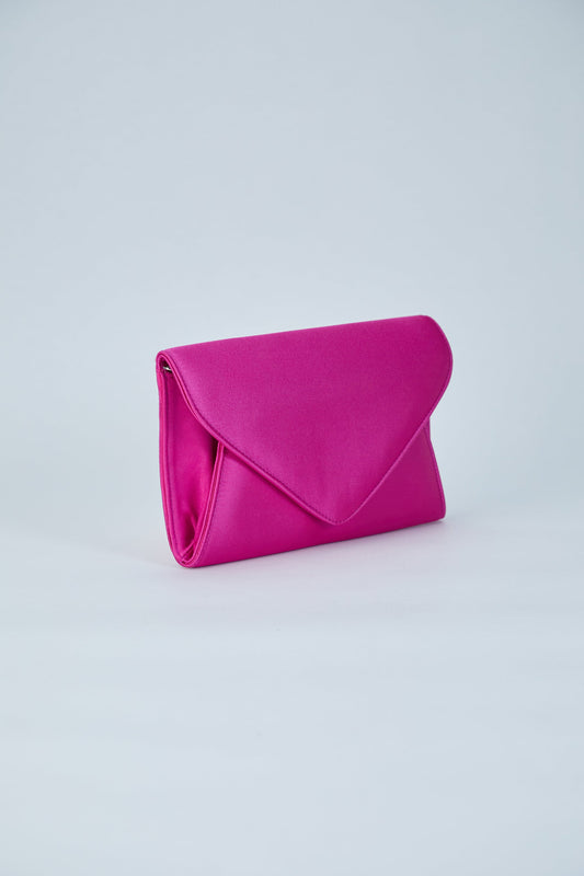 Recycled Satin Clutch Bag - Fuchsia Pink