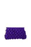 Quilted Satin Clutch Bag - Purple