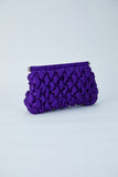 Quilted Satin Clutch Bag - Purple