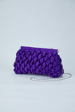 Quilted Satin Clutch Bag - Purple