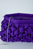 Quilted Satin Clutch Bag - Purple