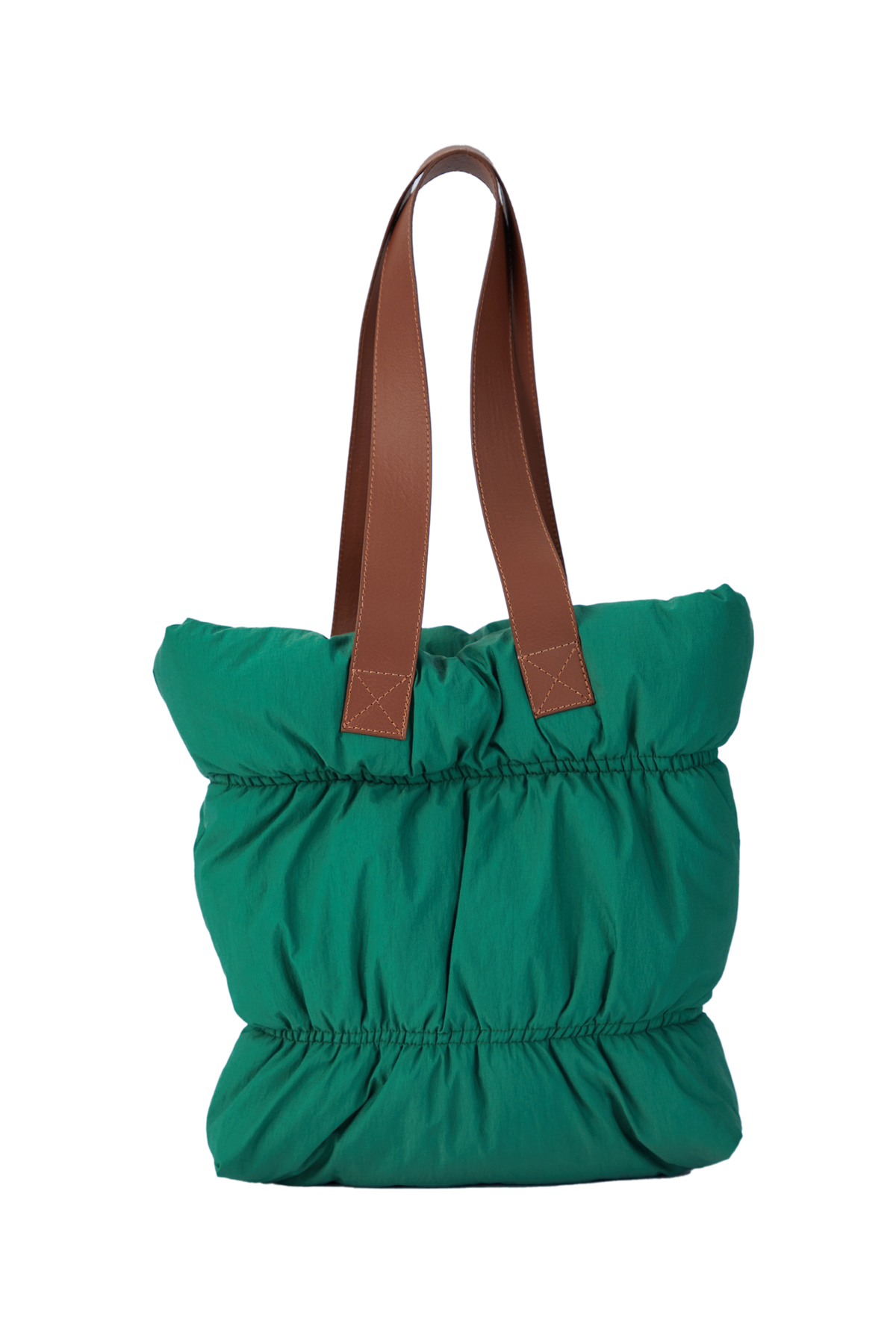 Quilted Puffy Tote Bag - Green