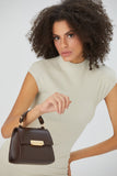 Top Handle Mini Crossbody Bag - Brown