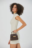Top Handle Mini Crossbody Bag - Brown